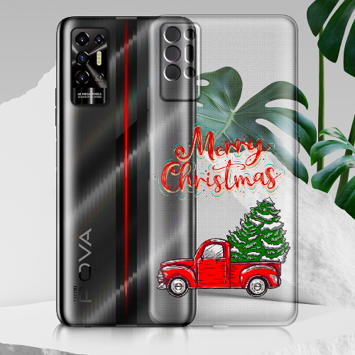 Чехол BoxFace Tecno POVA 2 Holiday Car Merry Christmas