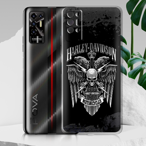 Чехол BoxFace Tecno POVA 2 Harley Davidson skull and eagles