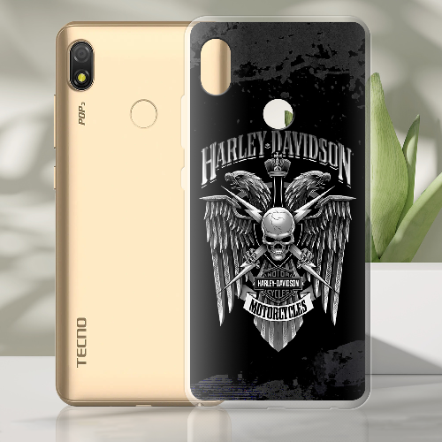 Чехол BoxFace Tecno Pop 3 Harley Davidson skull and eagles