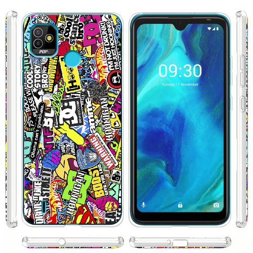 Чехол BoxFace Tecno Pop 5 Multicolored Inscriptions 