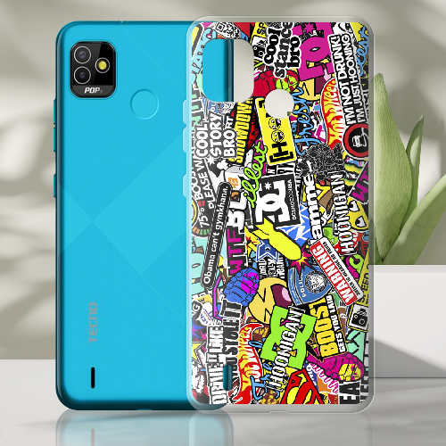 Чехол BoxFace Tecno Pop 5 Multicolored Inscriptions 