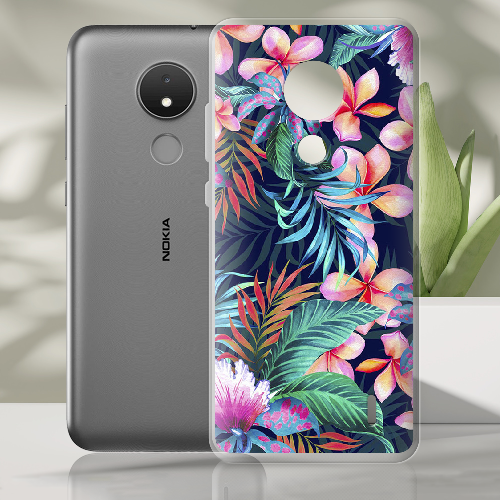 Чехол BoxFace Nokia C21 flowers in the tropics