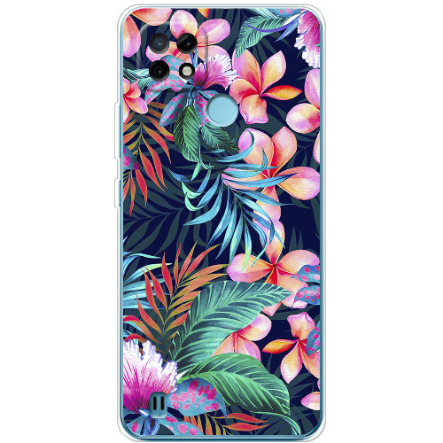 Чехол BoxFace Realme C21 flowers in the tropics