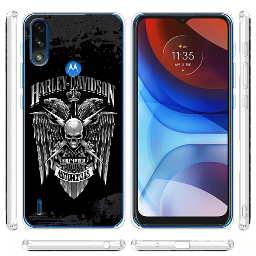 Чехол BoxFace Motorola E7 Power Harley Davidson skull and eagles