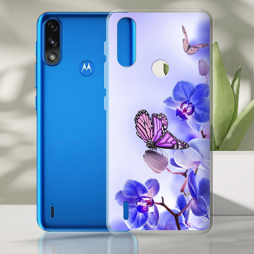 Чехол BoxFace Motorola E7 Power Orchids and Butterflies