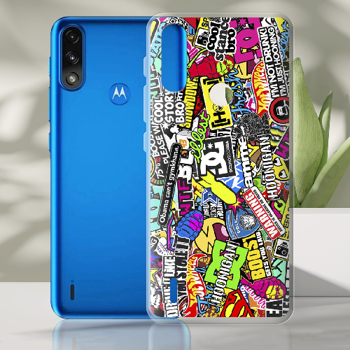 Чехол BoxFace Motorola E7 Power Multicolored Inscriptions