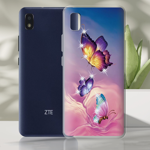 Чехол BoxFace ZTE Blade L210 Бабочки со стразами