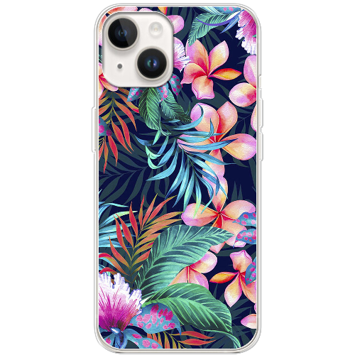 Чехол BoxFace iPhone 14 flowers in the tropics