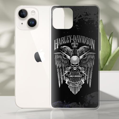 Чехол BoxFace iPhone 14 Harley Davidson skull and eagles