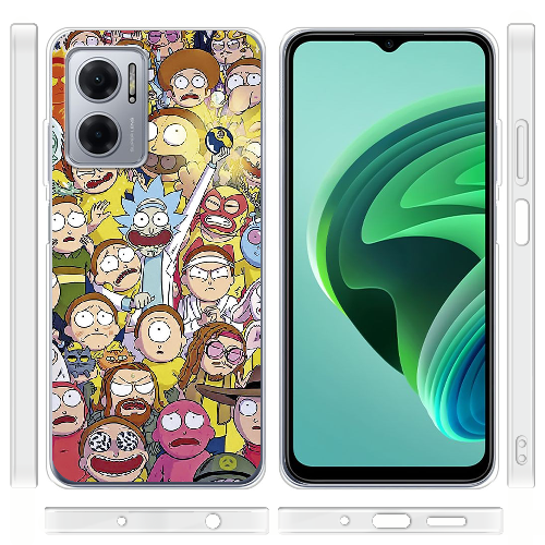 Чехол BoxFace Xiaomi Redmi Note 11E Rick and Morty все герои