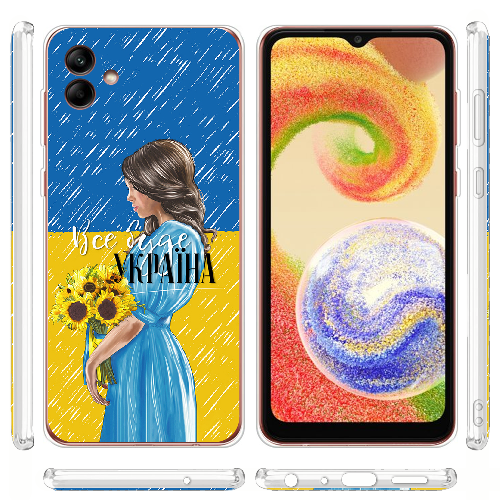 Чехол BoxFace Samsung Galaxy A04 (A045) Україна дівчина з букетом