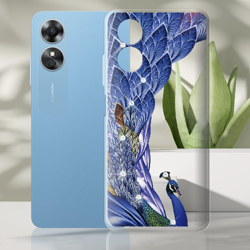 Чехол Boxface OPPO A17 Павлин со стразами