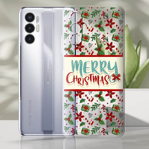 Чехол BoxFace Tecno POVA 3 Vintage Christmas Congratulation