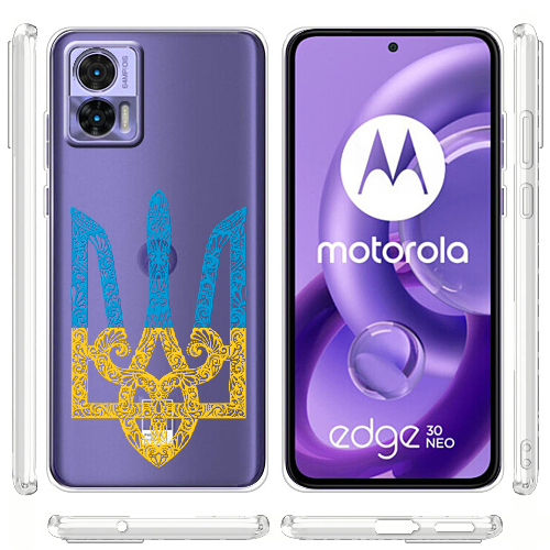 Чехол BoxFace Motorola Edge 30 Neo Жовто-блакитний Тризуб