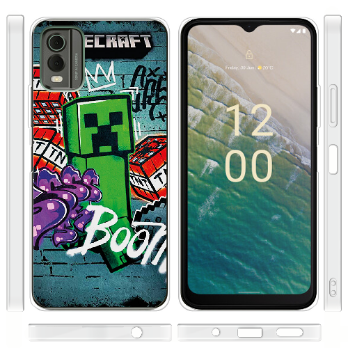 Чехол BoxFace Nokia C32 Minecraft Graffiti