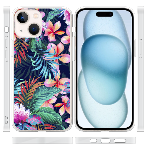 Чехол BoxFace iPhone 15 flowers in the tropics