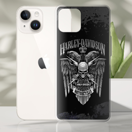 Чехол BoxFace iPhone 15 Harley Davidson skull and eagles