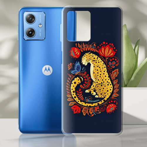 Чехол BoxFace Motorola G54 Power Petrykivka Leopard