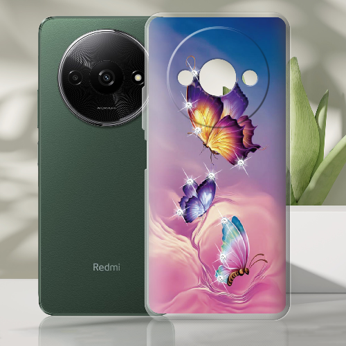 Чехол BoxFace Xiaomi Redmi A3 Бабочки со стразами