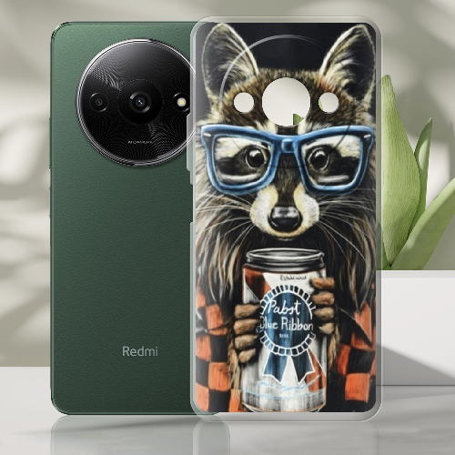 Чехол BoxFace Xiaomi Redmi A3 Енот с банкой