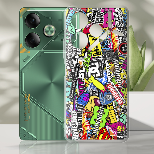 Чехол BoxFace Tecno POVA 6 Multicolored Inscriptions