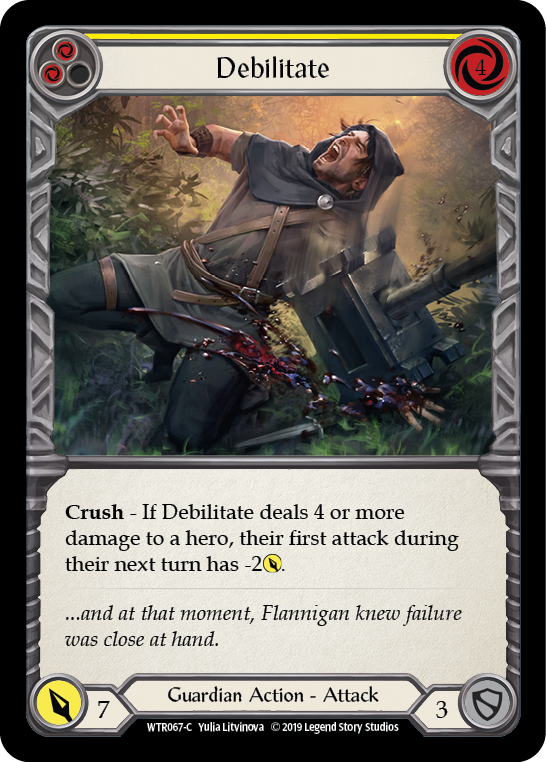 Card image of Debilitate (Yellow)