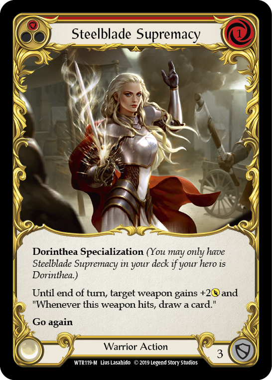 Image of the card for Steelblade Supremacy (Red)