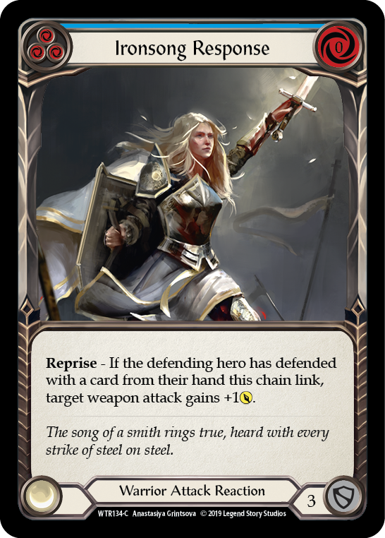 Image of the card for Ironsong Response (Blue)