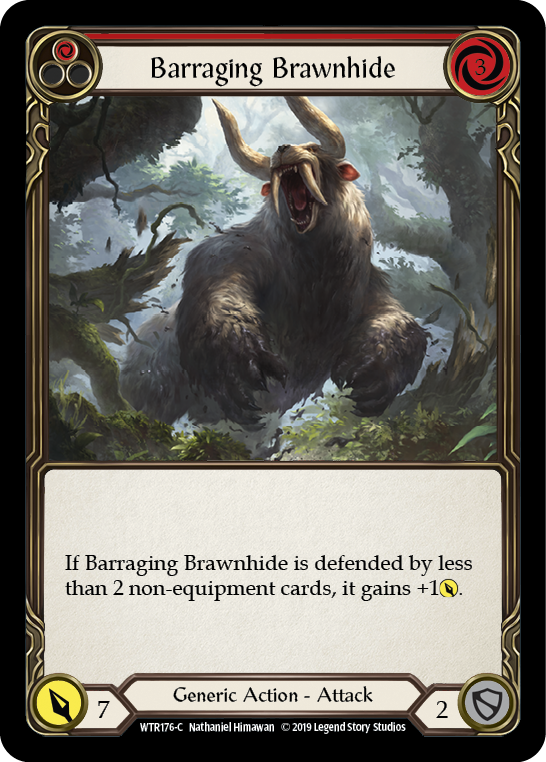 Card image of Barraging Brawnhide (Red)