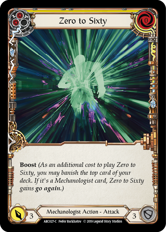 Image of the card for Zero to Sixty (Yellow)