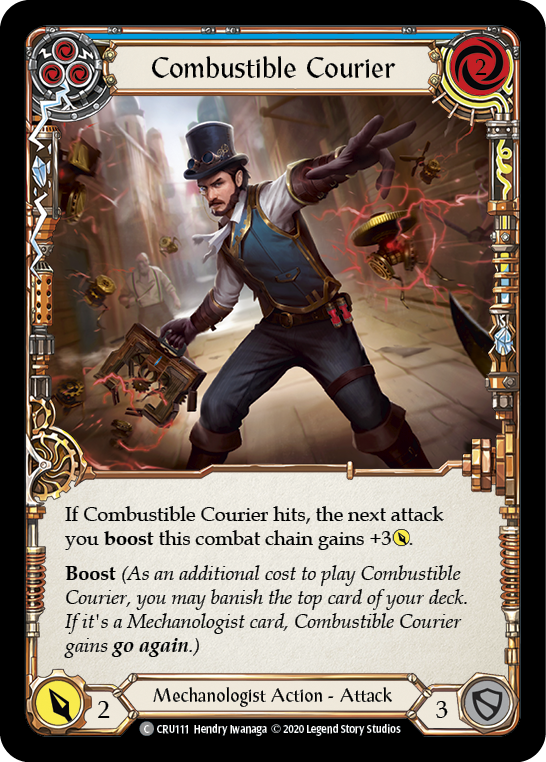 Image of the card for Combustible Courier (Blue)