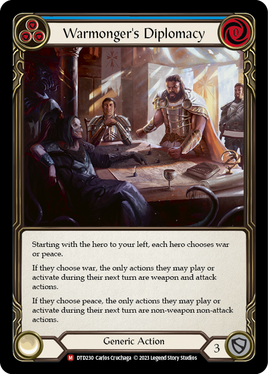 Image of the card for Warmonger's Diplomacy (Blue)