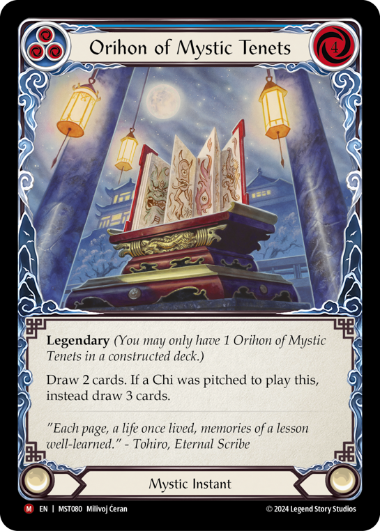 Image of the card for Orihon of Mystic Tenets (Blue)