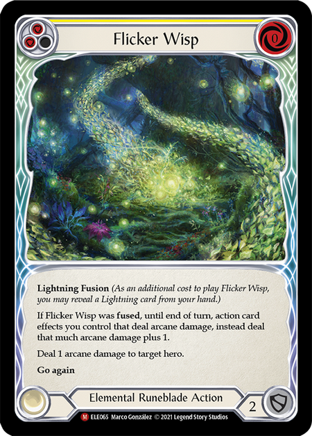 Card image of Flicker Wisp (Yellow)