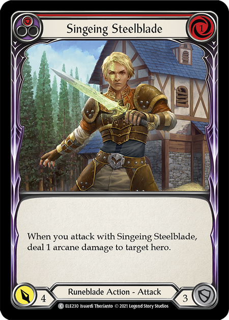 Card image of Singeing Steelblade (Red)