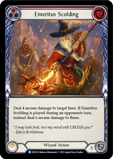 Image of the card for Emeritus Scolding (Red)