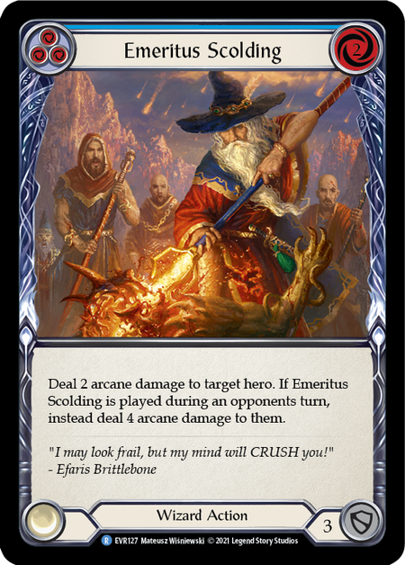 Image of the card for Emeritus Scolding (Blue)