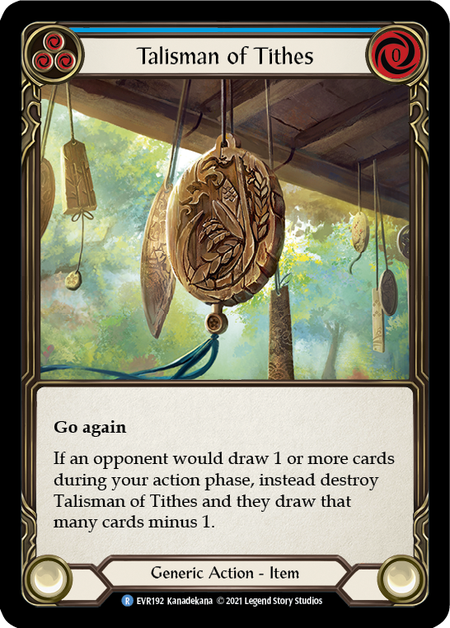 Image of the card for Talisman of Tithes (Blue)