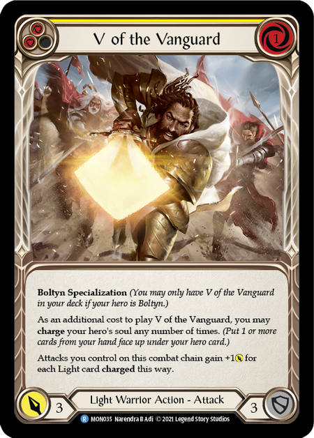 Card image of V of the Vanguard (Yellow)