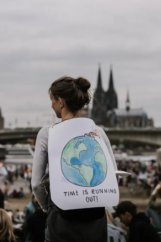 A woman at a climate protest.