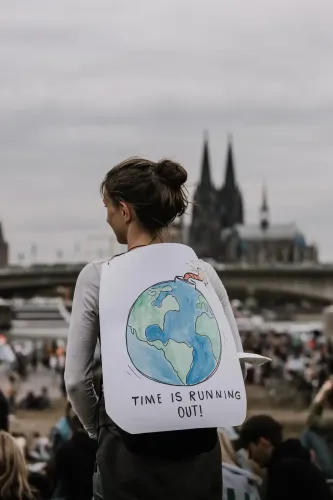 A woman at a climate protest.