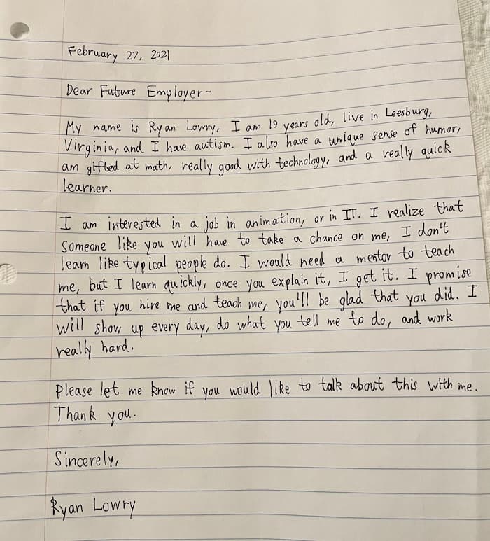 Teen With Autism Lands Scholarship After Writing Honest Cover Letter ...