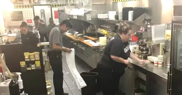 officers help Waffle House staff
