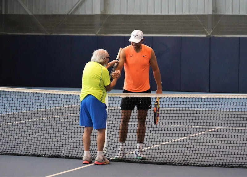 Rafael Nadal plays with 97-Year-Old Tennis Player