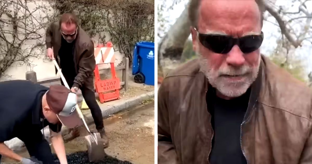 arnold schwarzenegger pothole work