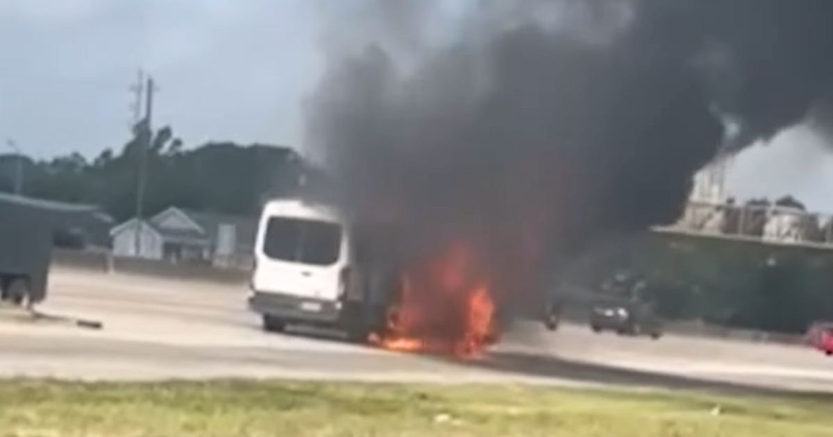 church van caught fire houston