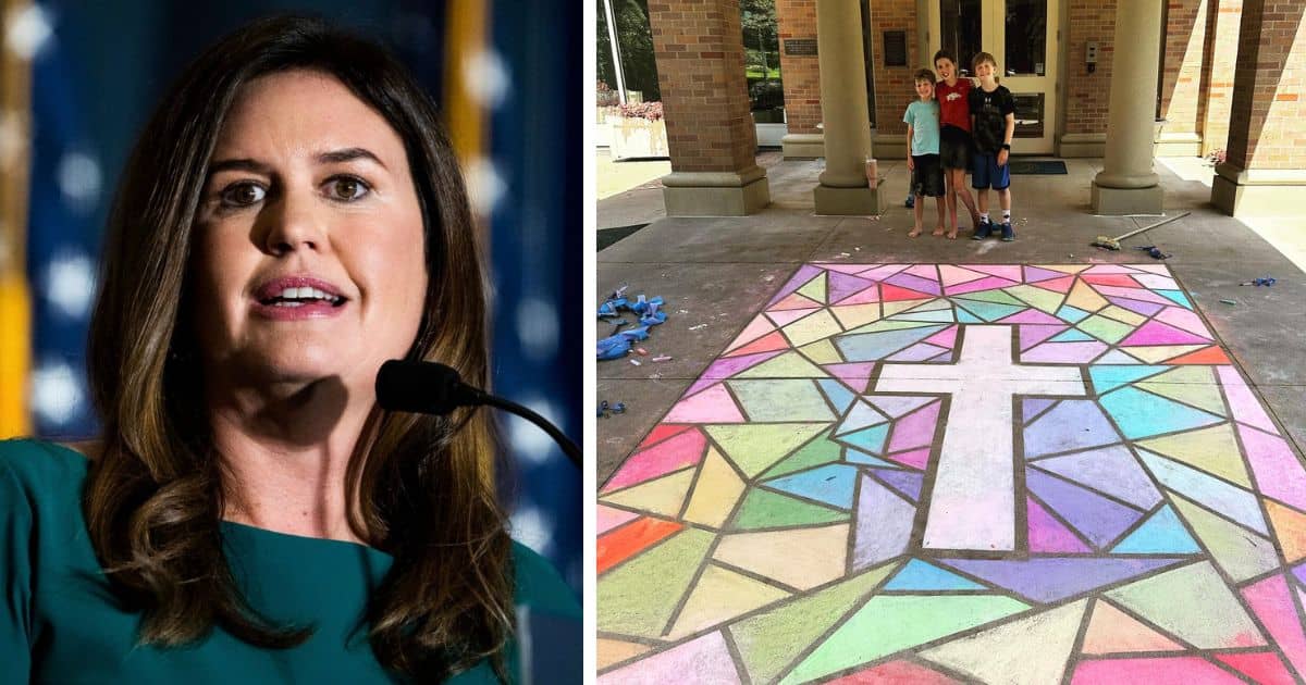 cross chalk art sarah huckabee sanders