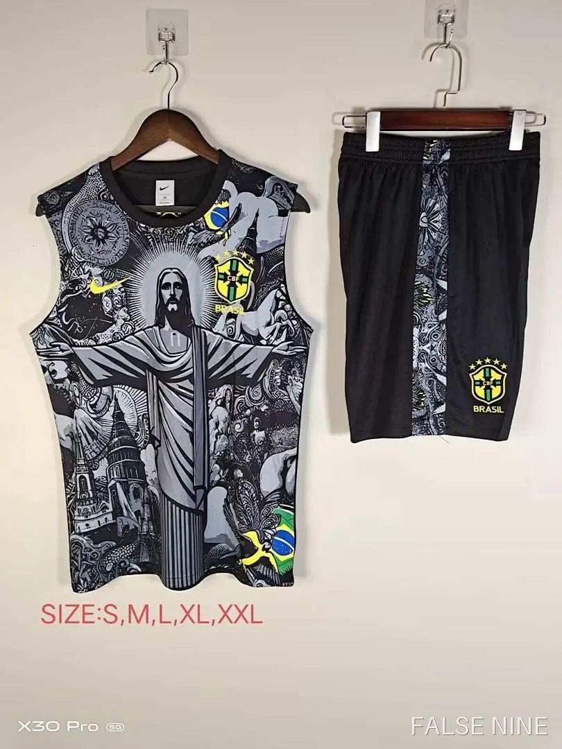 25/26 Brazil Jesus Training clothes suit vest Fan version, photo 1