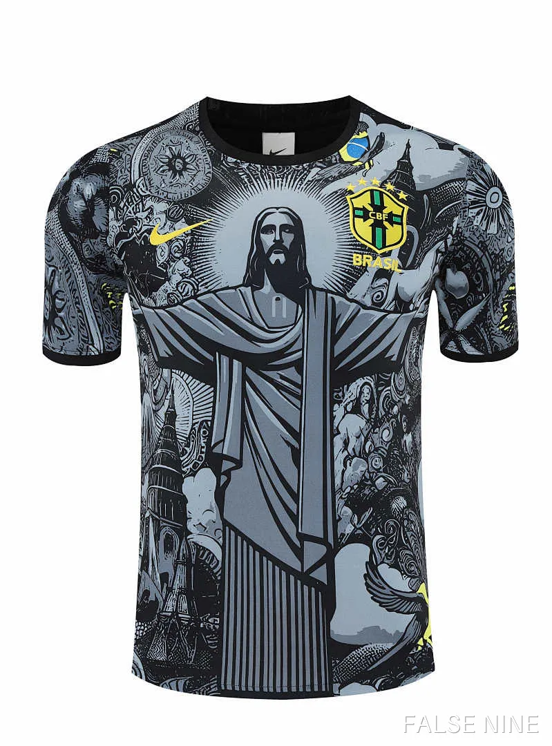 25/26 Brazil Jesus Training clothes suit Short sleeve Fan version, photo 17