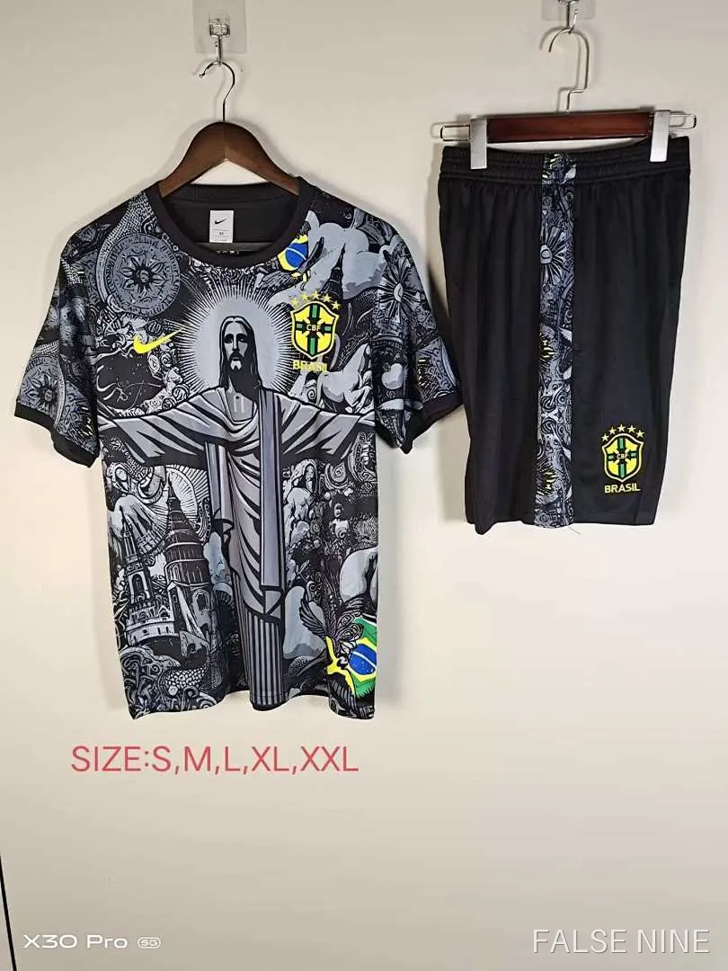 25/26 Brazil Jesus Training clothes suit Short sleeve Fan version, photo 1